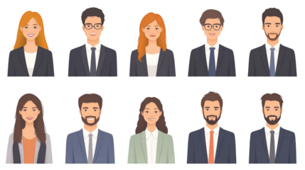 Set of office staff avatars, set of business people
