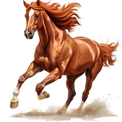 Obraz premium Horse Sticker Design on a White Background. A Graceful and Detailed Representation of a Horse in Sticker Form. Ideal for Decor, Crafts, and Personalization, Capturing the Elegance and Strength of Hors