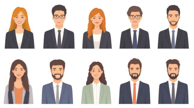 Set of office staff avatars, set of business people