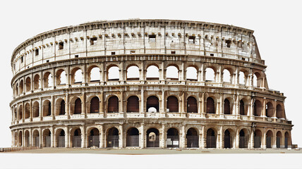 Naklejka premium Colosseum, Rome isolated on white background, leaning tower
