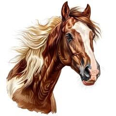Horse Sticker Design on a White Background. A Graceful and Detailed Representation of a Horse in Sticker Form. Ideal for Decor, Crafts, and Personalization, Capturing the Elegance and Strength of Hors