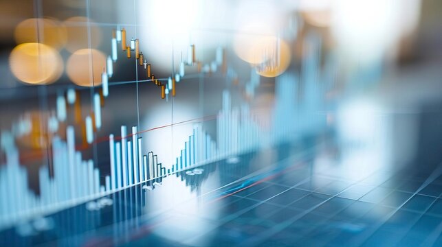 Abstract financial chart depicting market analysis with rising trends and data visualization for investment concepts.