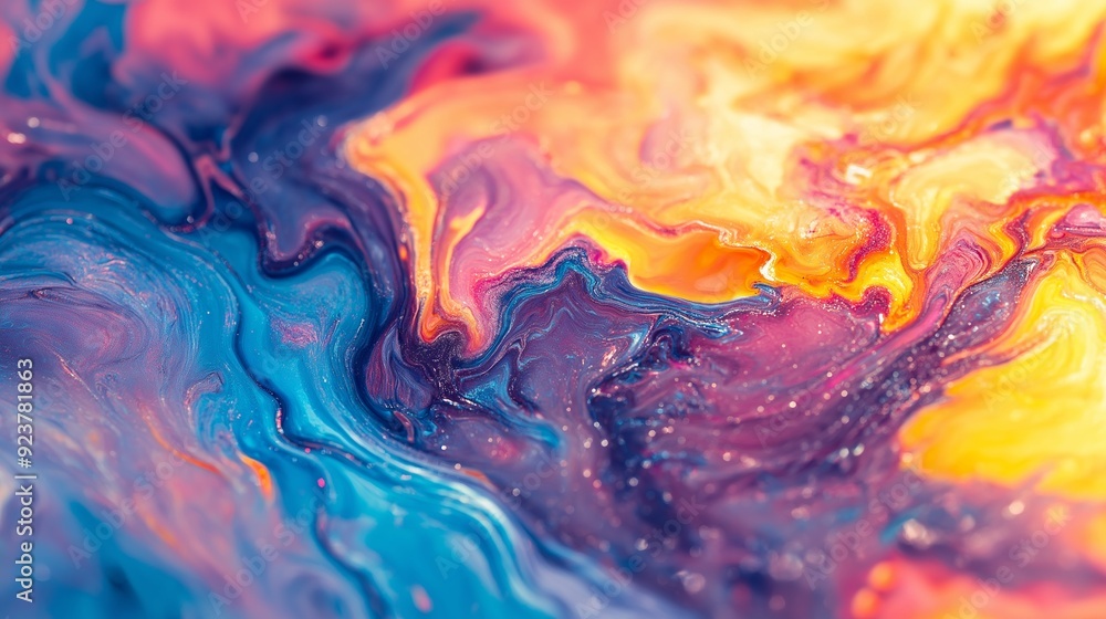 Poster an abstract background featuring lively and fluid shapes in a variety of colors.