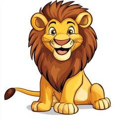 Obraz premium Cartoon-style clipart of a friendly lion with a mane