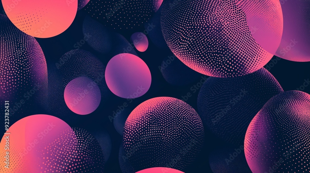 Poster a dim background with multiple overlapping, translucent spheres in various colors.