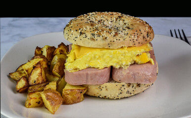 spam and scrambled egg breakfast sandwich