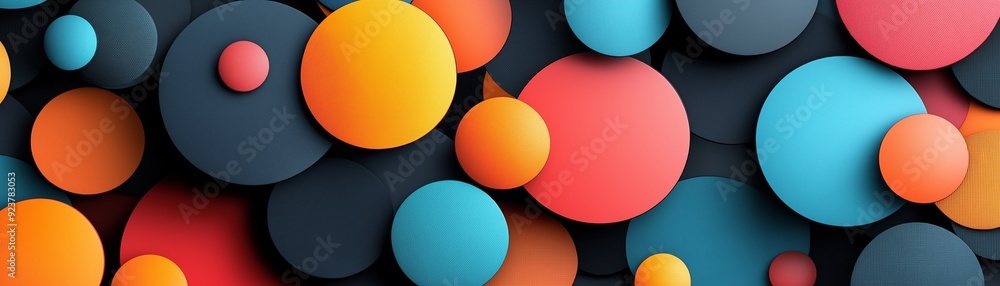 Poster a vivid and lively abstract background made up of overlapping circles in different hues.