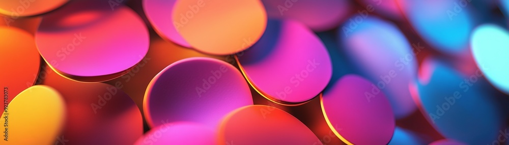 Poster a vivid and lively abstract background made up of overlapping circles in different hues.
