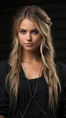 Fototapeta premium black background with girl