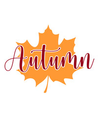 Autumn typography clip art design on plain white transparent isolated background for card, shirt, hoodie, sweatshirt, apparel, tag, mug, icon, poster or badge