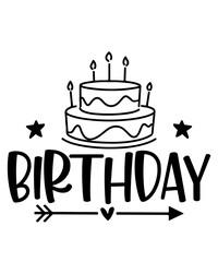 Happy Birthday typography design on plain white transparent isolated background for card, shirt, hoodie, sweatshirt, apparel, tag, mug, icon, poster or badge