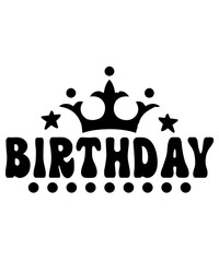 Happy Birthday typography design on plain white transparent isolated background for card, shirt, hoodie, sweatshirt, apparel, tag, mug, icon, poster or badge