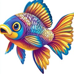 Fototapeta premium Clipart of a colorful fish swimming, vector design 