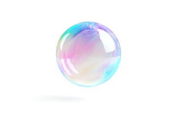 Whimsical Pastel Soap Bubble in 3D Clay Cartoon Style on White Background