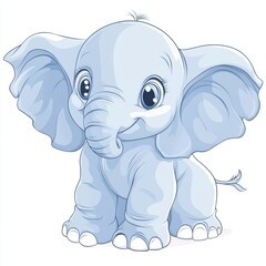 Obraz premium Clipart of a cute baby elephant with big ears, vector illustration 