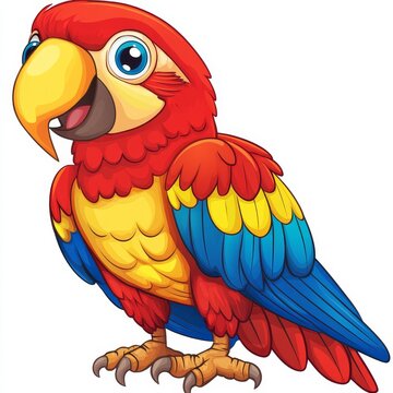 recommend clip art: Clipart of a colorful parrot with a cheerful expression, cartoon style