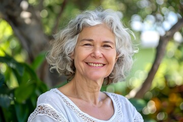 A Portrait woman happy face middle adult white mature