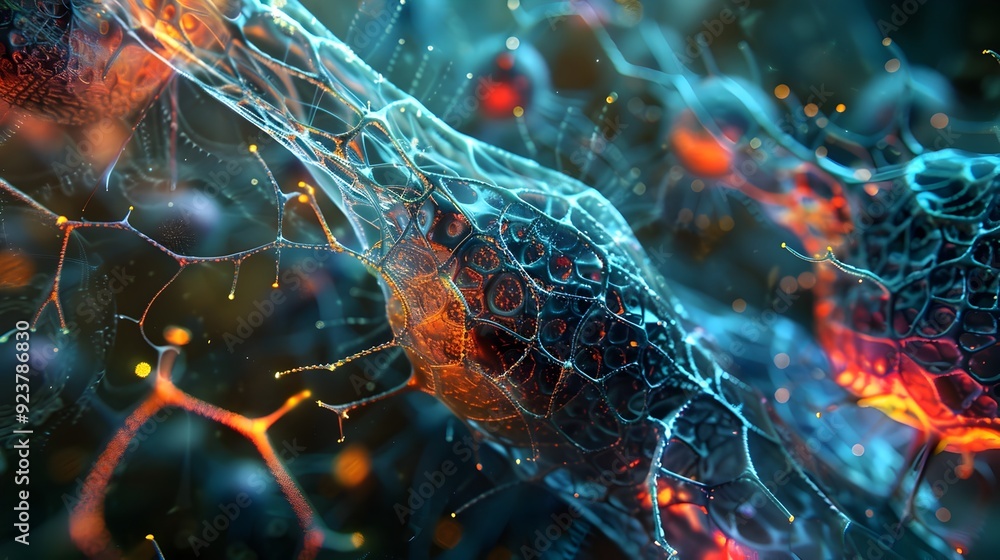 Poster abstract colorful network structure.
