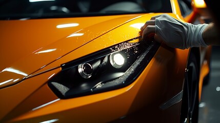 A photo of a cars engine bay being cleaned