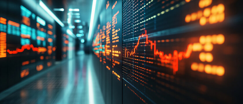 3D stock ticker board with dynamic price movements, representing active trading2