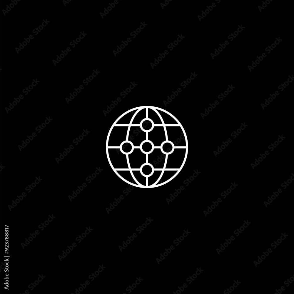 Poster global networking icon isolated on dark background