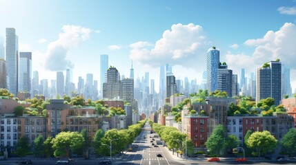 A photo of a cityscape with multiple investment