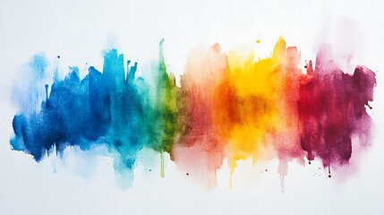 Fototapeta premium Colorful Watercolor Splashes in Gradient Hues on Textured White Canvas