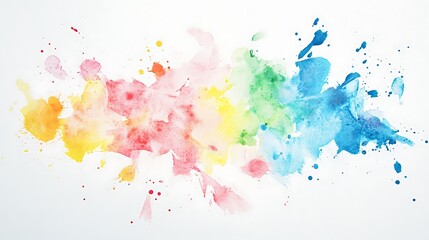 Obraz premium Ethereal Pastel Watercolor Splatters: Abstract Artistic Expressions on White Surface