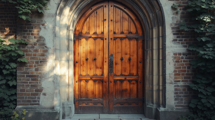 Wooden door of a historic church