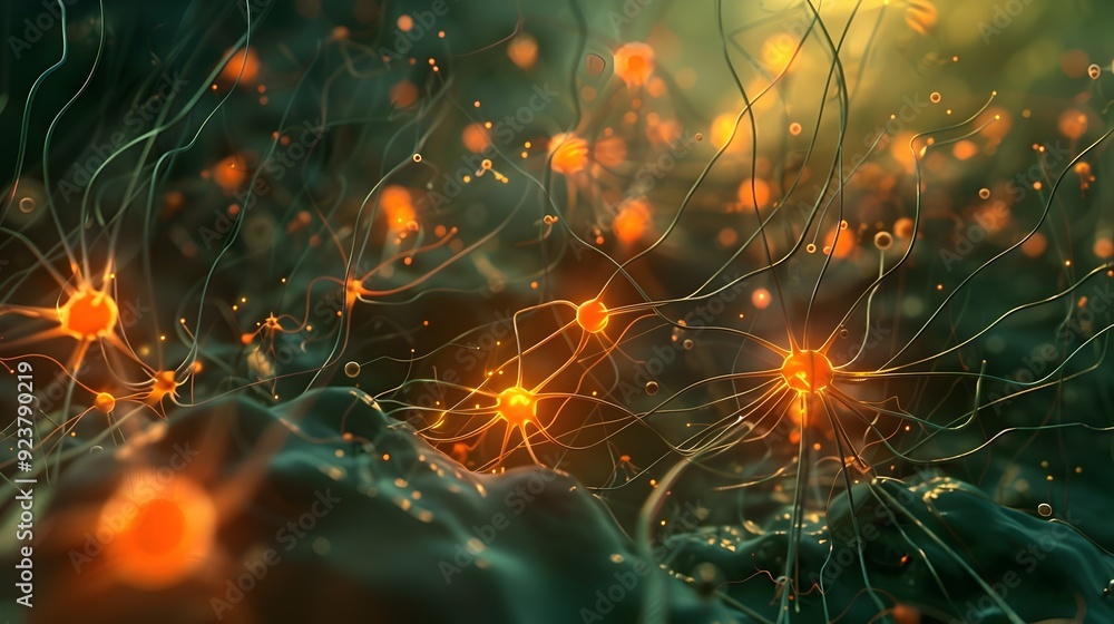 Poster abstract neural network connection.