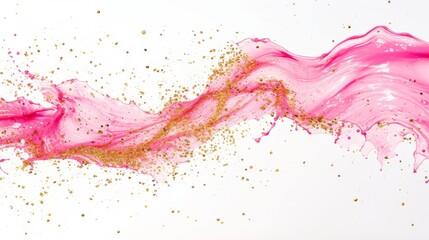 Pink paint with golden glitter mixed in, against a clean white background