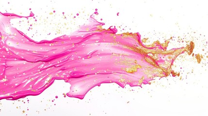 Pink paint with golden glitter mixed in, against a clean white background