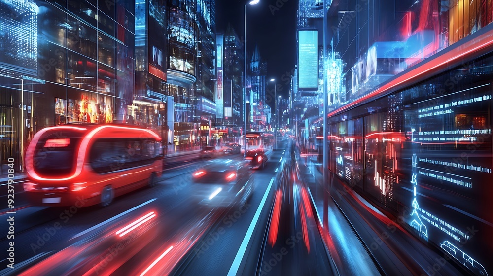 Aufkleber smart city infrastructure with ai-optimized traffic flow and augmented reality signage