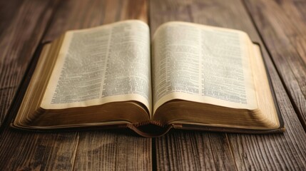 Obraz premium An open book on a clean wooden table