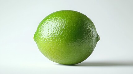 Vibrant fresh lime with detailed skin, isolated on white background, citrus ingredient
