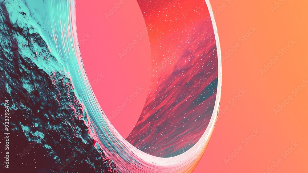 Aufkleber a vibrant abstract artwork featuring a circular shape with bold colors and dynamic textures, perfect
