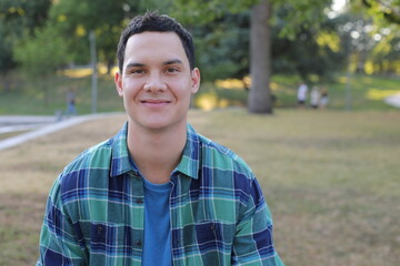 Handsome eurasian young man headshot 