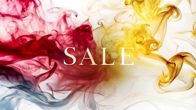 SALE text on smoke waves background, Seasonal Offer Promotion, Advertisement, Big sale offer.	