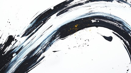 Abstract artwork featuring bold black and white brush strokes with splashes of gold, evoking deep emotion and creativity.