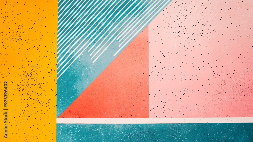 Aufkleber vibrant abstract art featuring geometric shapes and color blocks in a harmonious composition, perfec