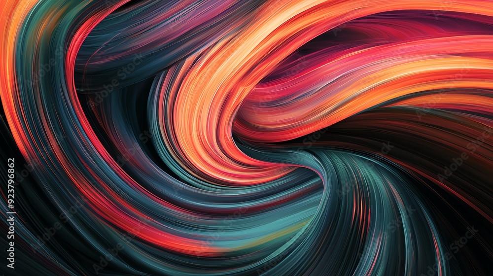 Poster vibrant abstract swirl of colors, blending seamlessly to create a dynamic and eye-catching visual ef