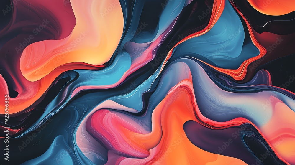 Poster vibrant abstract swirls in bold colors create a dynamic and energetic visual composition, perfect fo