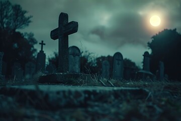 A Tombstone evil cemetery old dead creepy dark grave