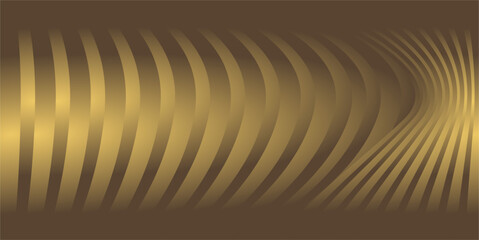 The composition of curved lines and abstract planes with gold gradient colors arranged repeatedly gives the impression of an optical illusion, luxurious and expensive