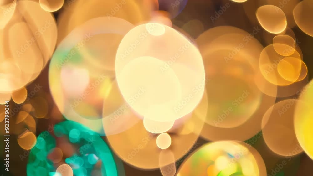 Poster blurred lights in bokeh abstract effect on dark background