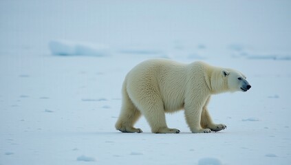 Polar Bear on Icy Landscape