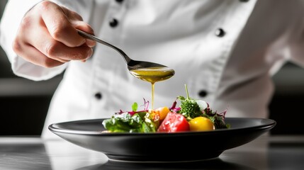 The Chef Drizzling Oil