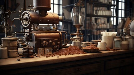 A photo of a coffee roasters workspace