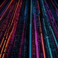 Fototapeta premium Gradient attractive neon line technology background abstract