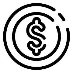 Line art coin icon logo vector illustration design, for business and finance symbol